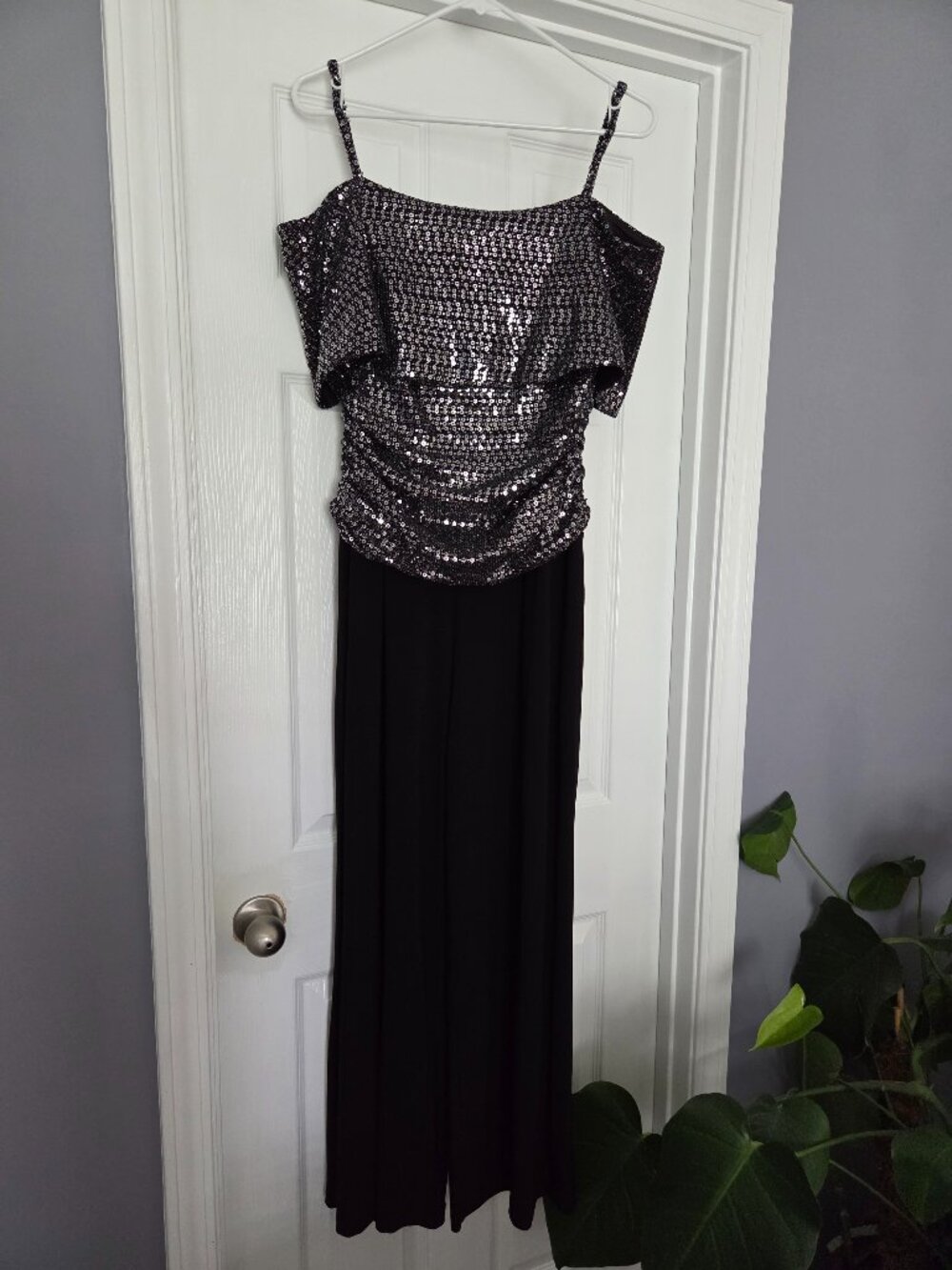 Black and silver sequin jumpsuit